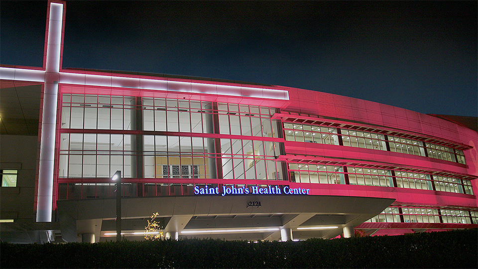 pink building - breast cancer awareness - Margie Petersen Breast Center