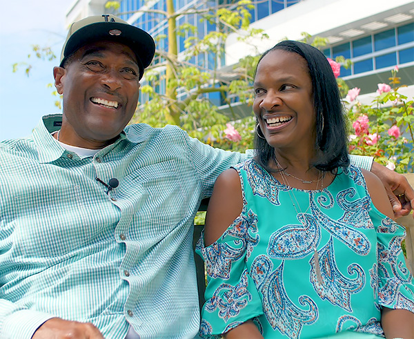 Wade Stevenson laughs with his wife Marilyn