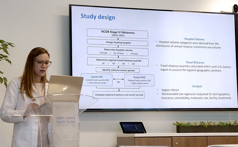 Katiuscha Merath, MD, presents her research on Fellowship Research Day