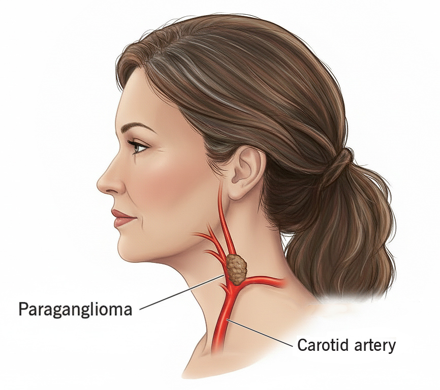 Paraganglioma location in the neck - Saint John's Cancer Institute