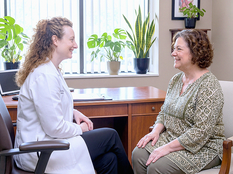 A patient and doctor in consultation