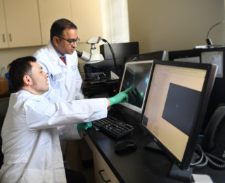 Two Drug Discovery and Nanomedicine researchers working together