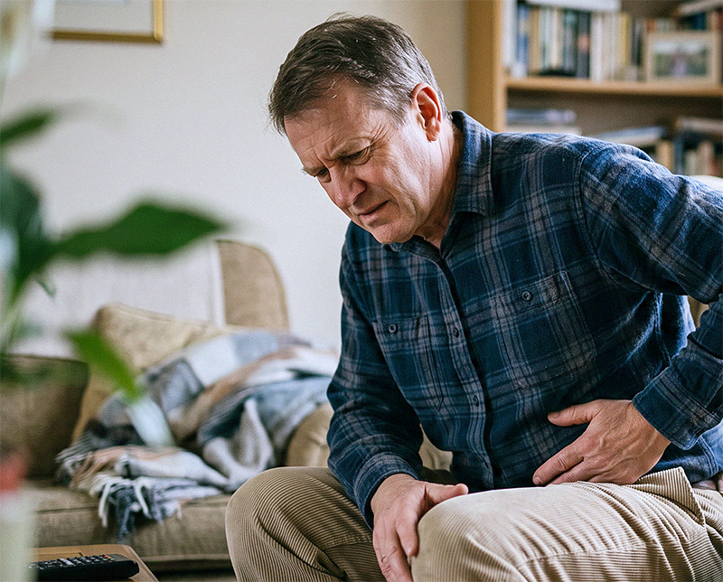 Testicular Cancer - A dull ache in the lower abdomen or groin