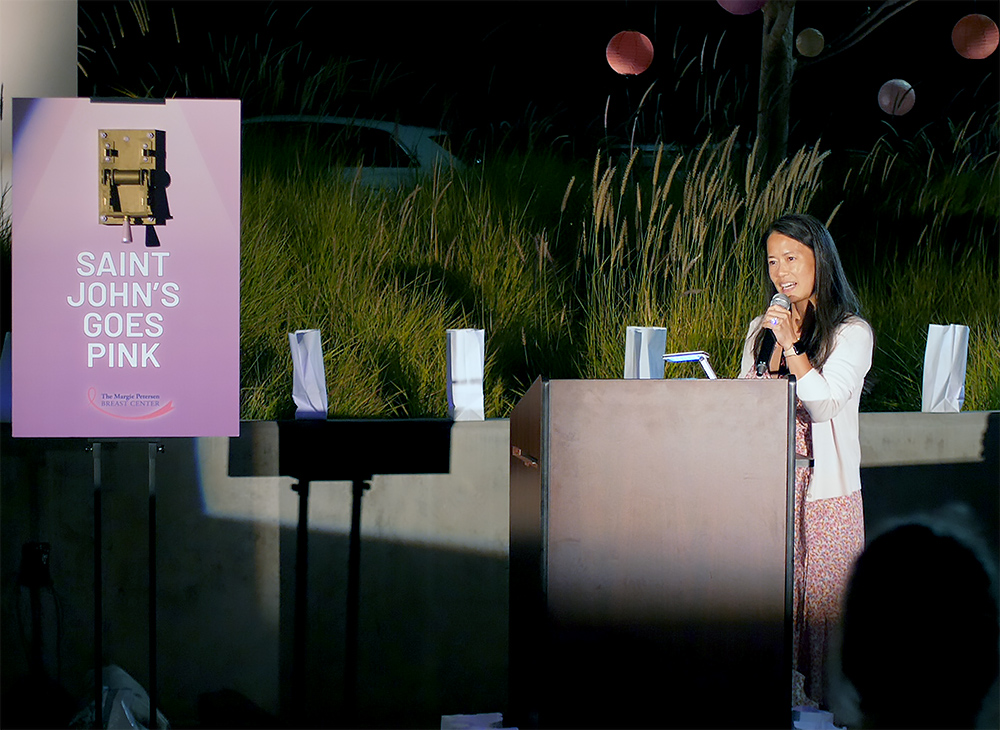 Dr. Janie Grumley speaks at the Saint John's Lighting event