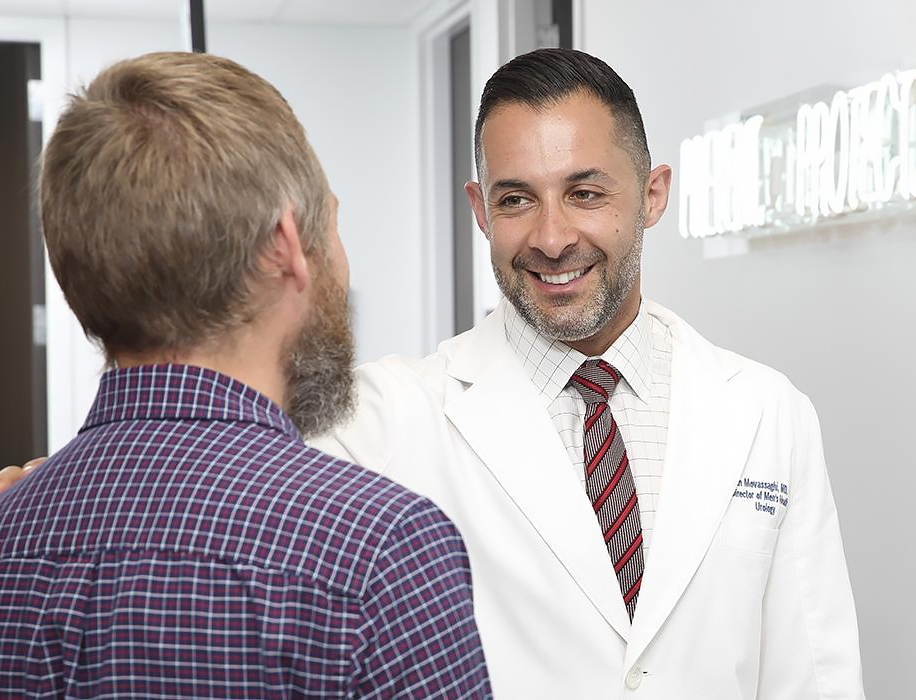 Dr. Mehran Movassaghi discusses treatment options with his patient.