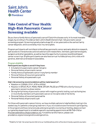 Pancreatice Cancer Screening Flyer