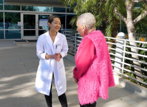 Dr. Park meets with her patient Yvonne
